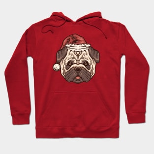 Cute Christmas Pug Illustration Hoodie